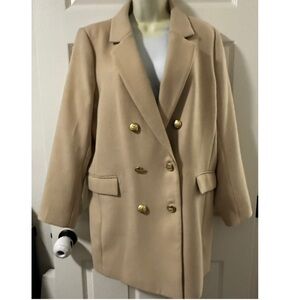 NWT Banana Republic Beige double breasted peacoat jacket size large